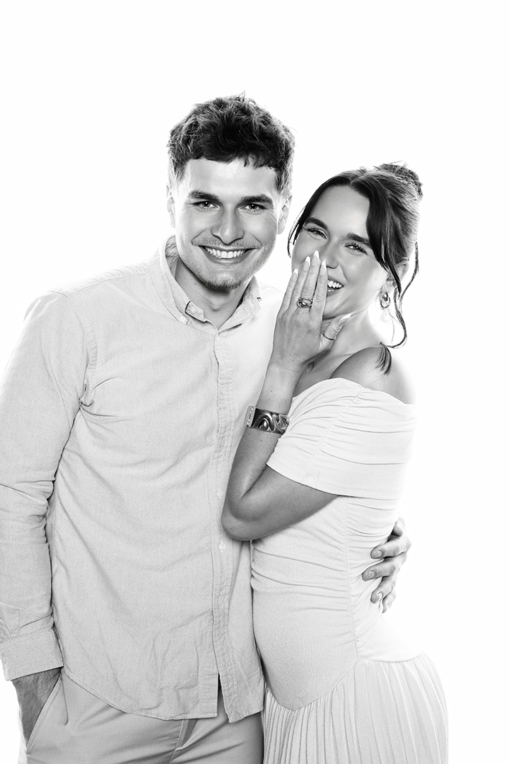 Celebrity-style black and white photo portrait booth