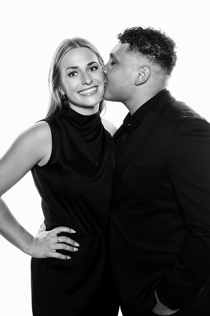 Celebrity-style black and white photo portrait booth