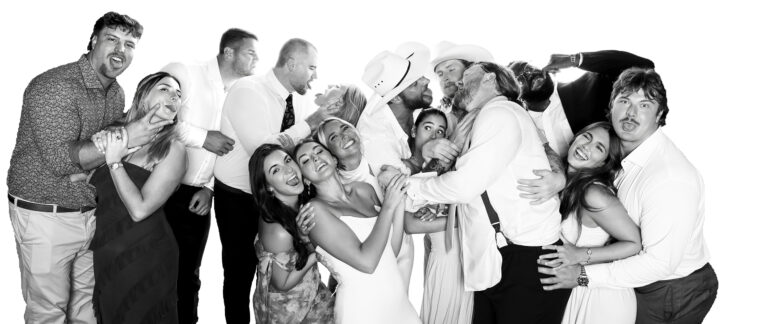 Celebrity-style black and white photo portrait booth