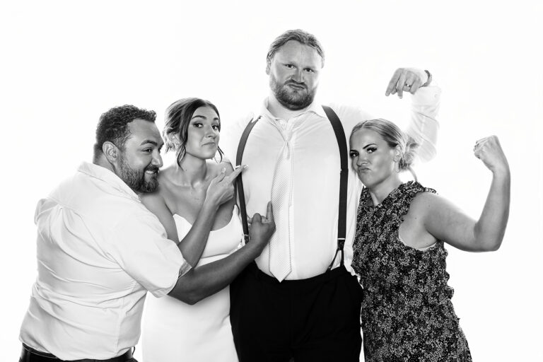 Celebrity-style black and white photo portrait booth
