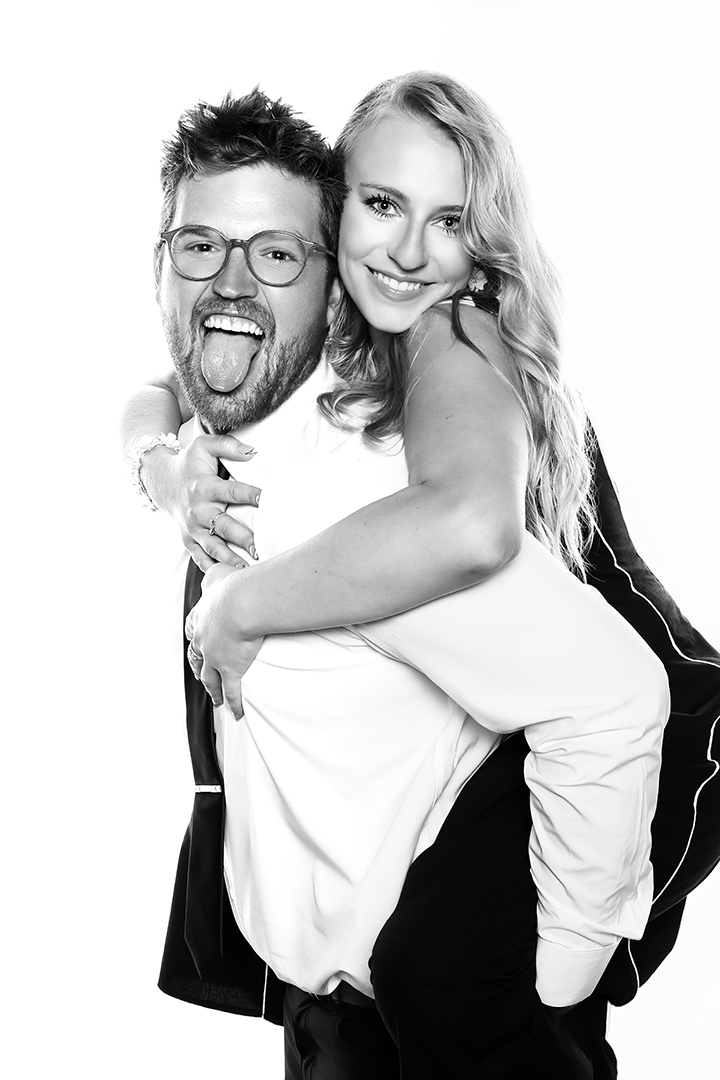 Celebrity-style black and white photo portrait booth