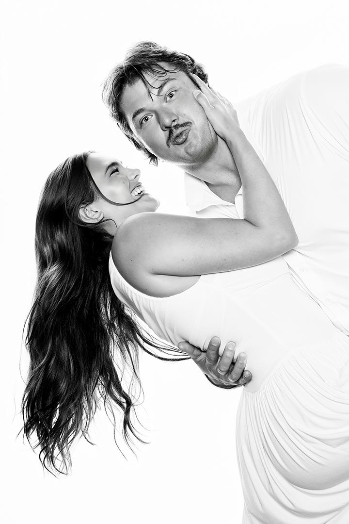 Celebrity-style black and white photo portrait booth